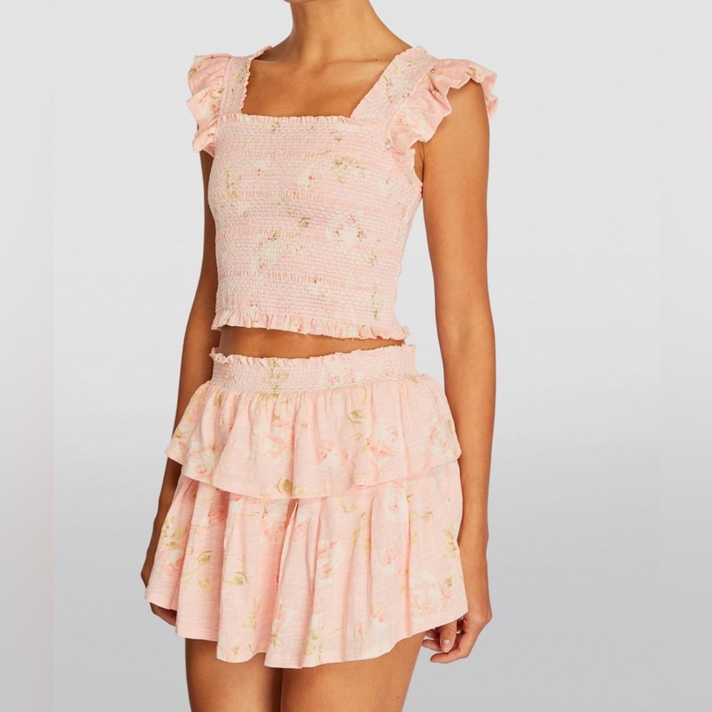 Loveshackfancy pink floral mini skirt (I’m selling the top too!)